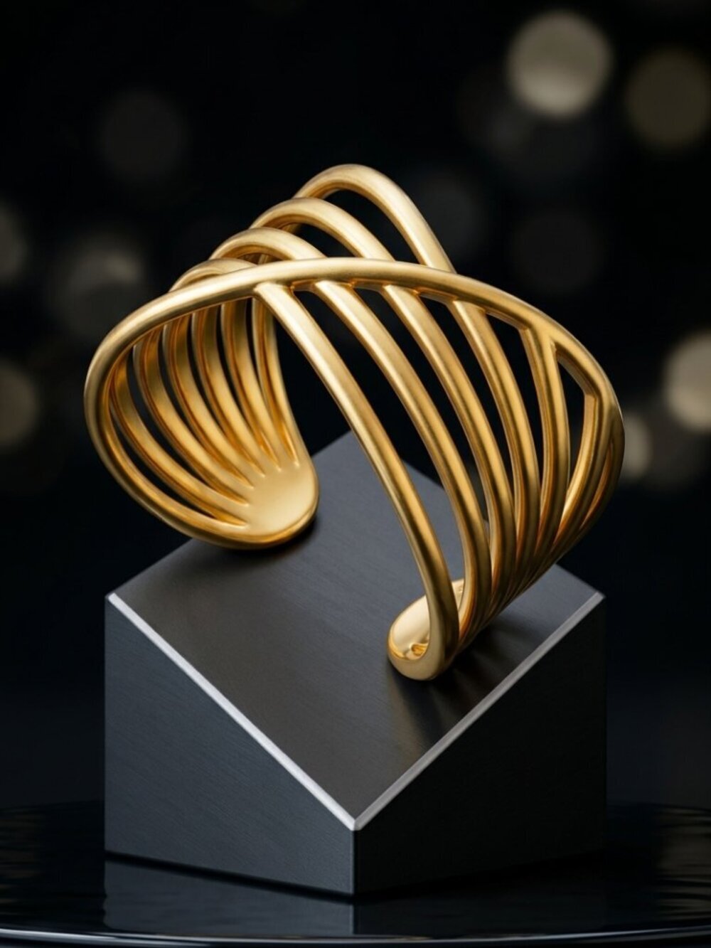 18K Gold Plated Crisscross Wire Wrap Ring Adjustable Stacking Old Money Sz 6-9